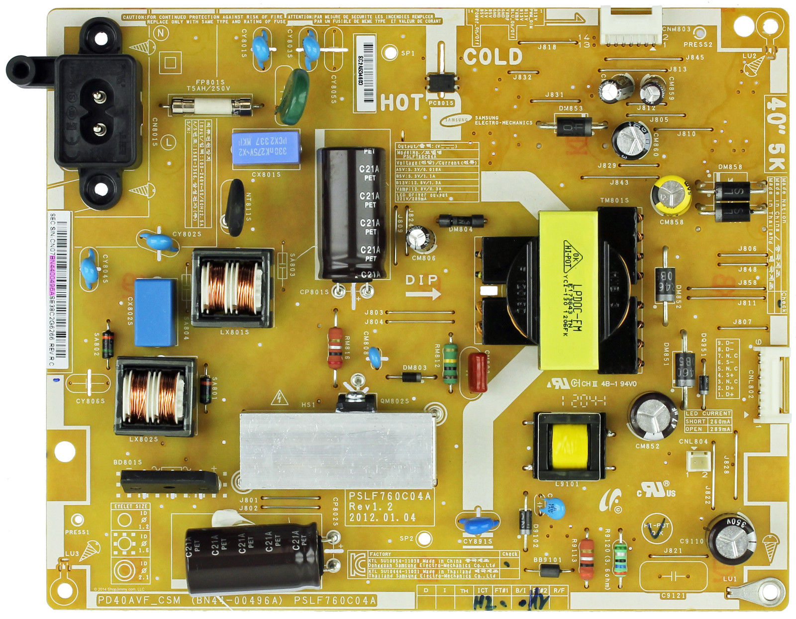 Samsung (PSLF760C04A) Power Supply / LED Board BN44-00496A - Click Image to Close